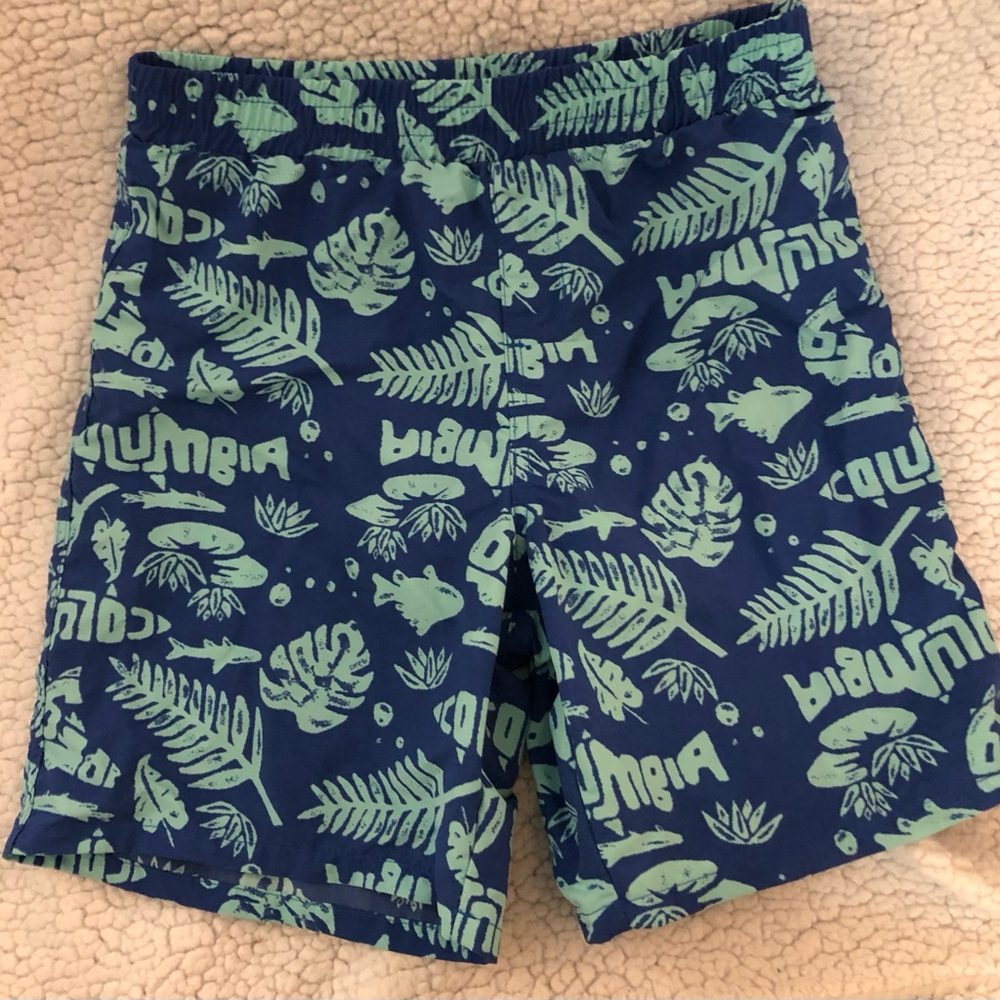 Blue and Green Leaf Print Shorts